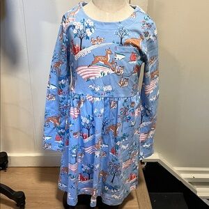 Mini Boden Blue Kids Dress with Winter Animal Print